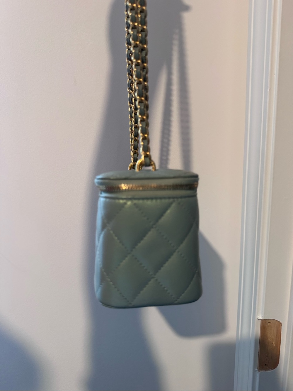 CHANEL Quilted Mini Vanity in rare color Light Sage with Gold Hardware - Picture 8 of 14